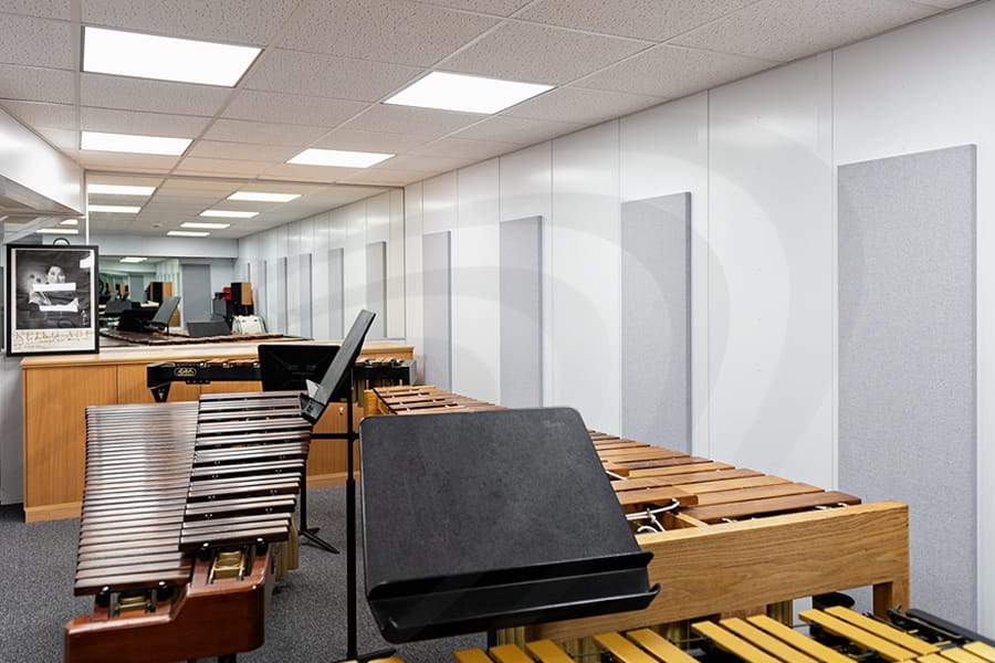 iac acoustics Royal Academy of Music in London fabric souund absorption system panels in music test room